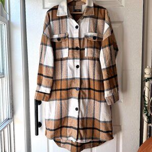 XL CI SONO Long Plaid Shacket